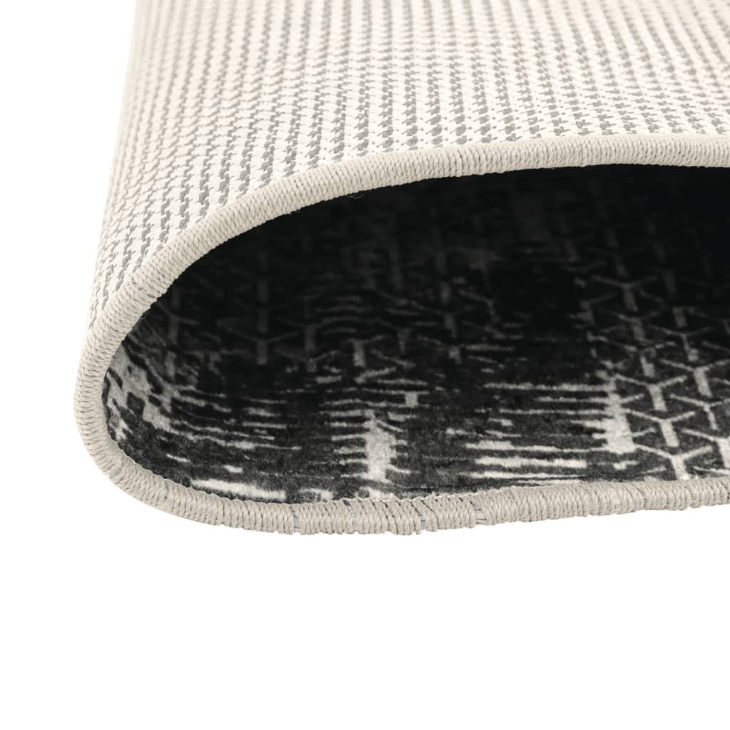 Vloerkleed Wasbaar Anti-Slip Meerkleurig Zwart En Wit Ø 120 cm