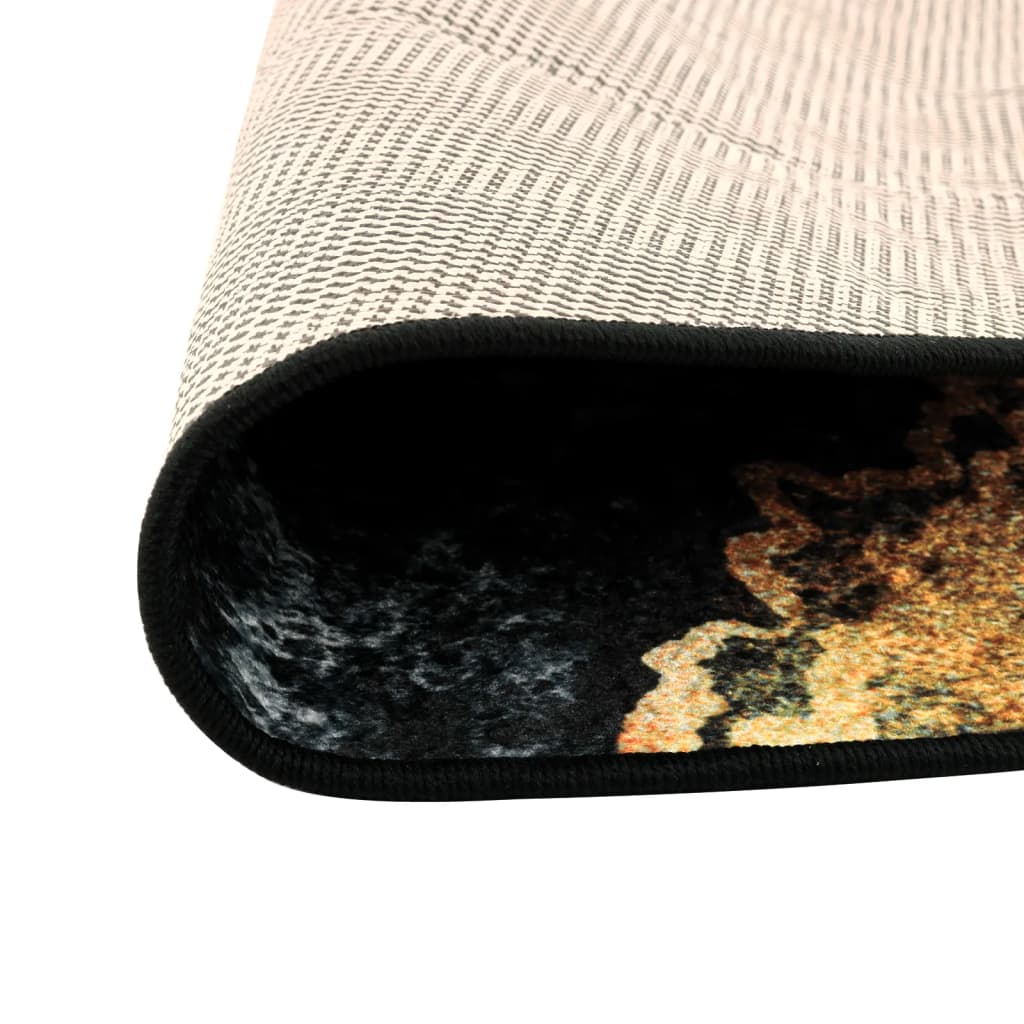 Vloerkleed Wasbaar Anti-Slip Meerkleurig Goud En Wit Ø 120 cm