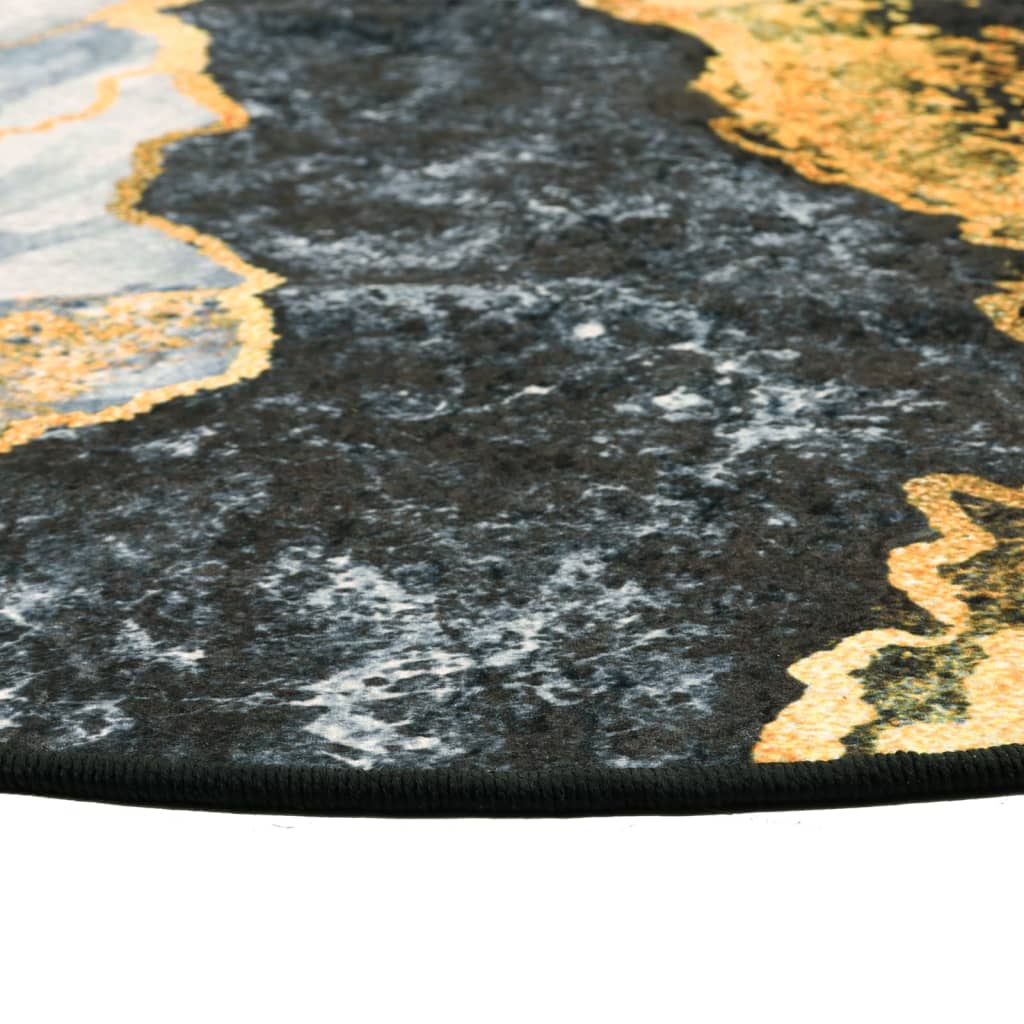 Vloerkleed Wasbaar Anti-Slip Meerkleurig Goud En Wit Ø 120 cm