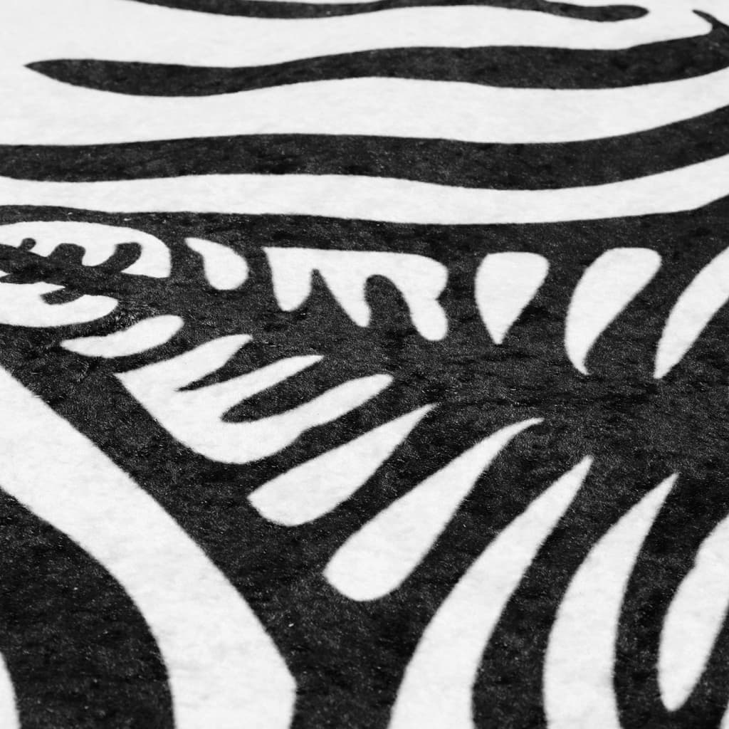 Vloerkleed Zebrapatroon Wasbaar Anti-Slip 120X170 Cm Zwart en wit