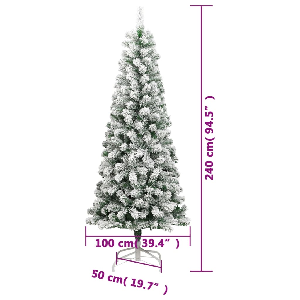 Kunstkerstboom met scharnieren en sneeuw 240 cm