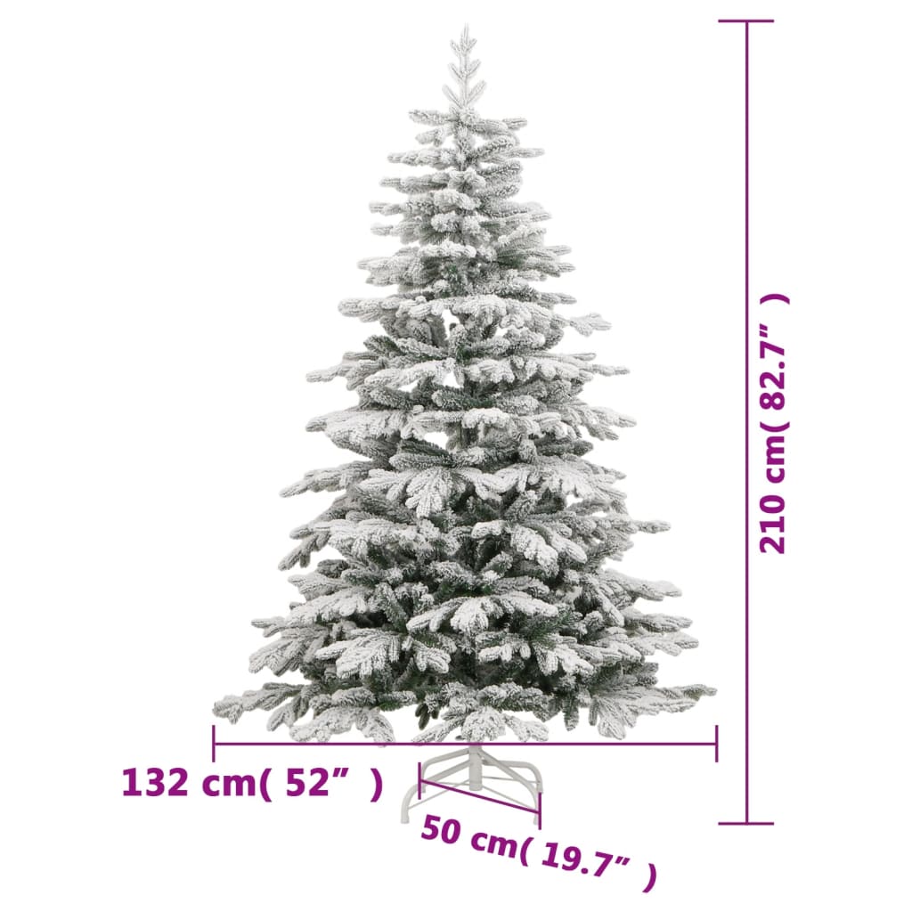 Kunstkerstboom met scharnieren en sneeuw 210 cm