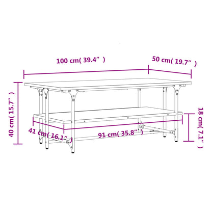 Salontafel 100X50X40 Cm Bewerkt Hout Gerookt Eikenkleurig