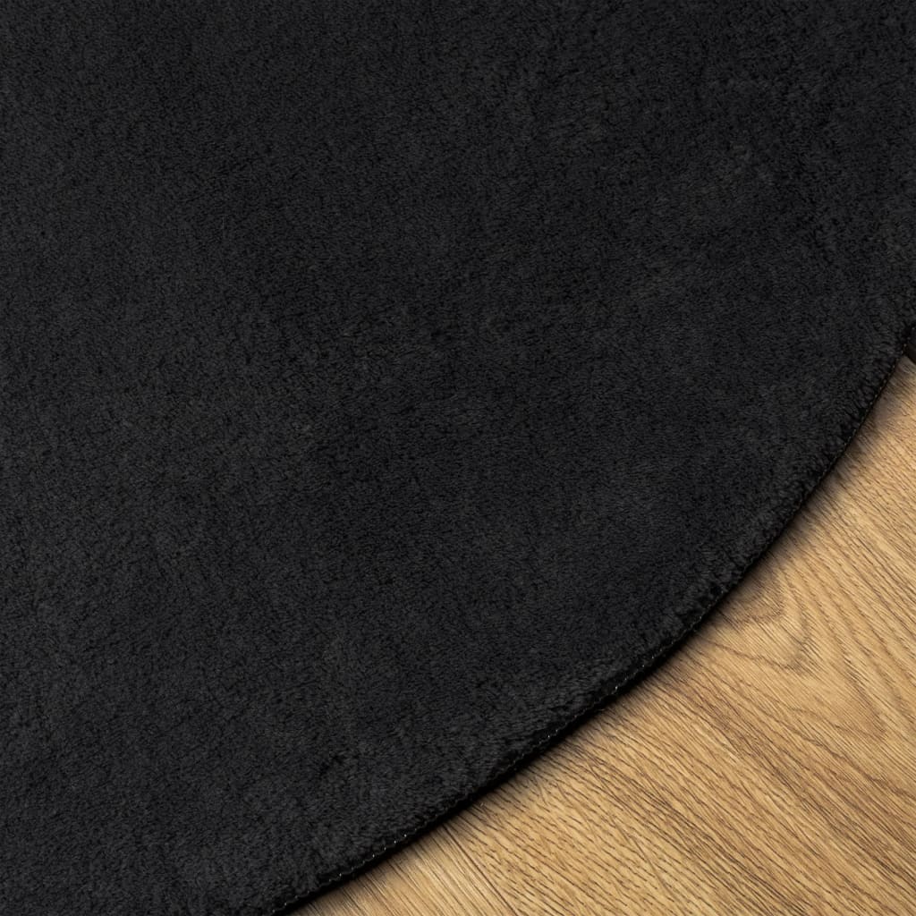 Vloerkleed Huarte Laagpolig Zacht Wasbaar Zwart Ø 100 cm
