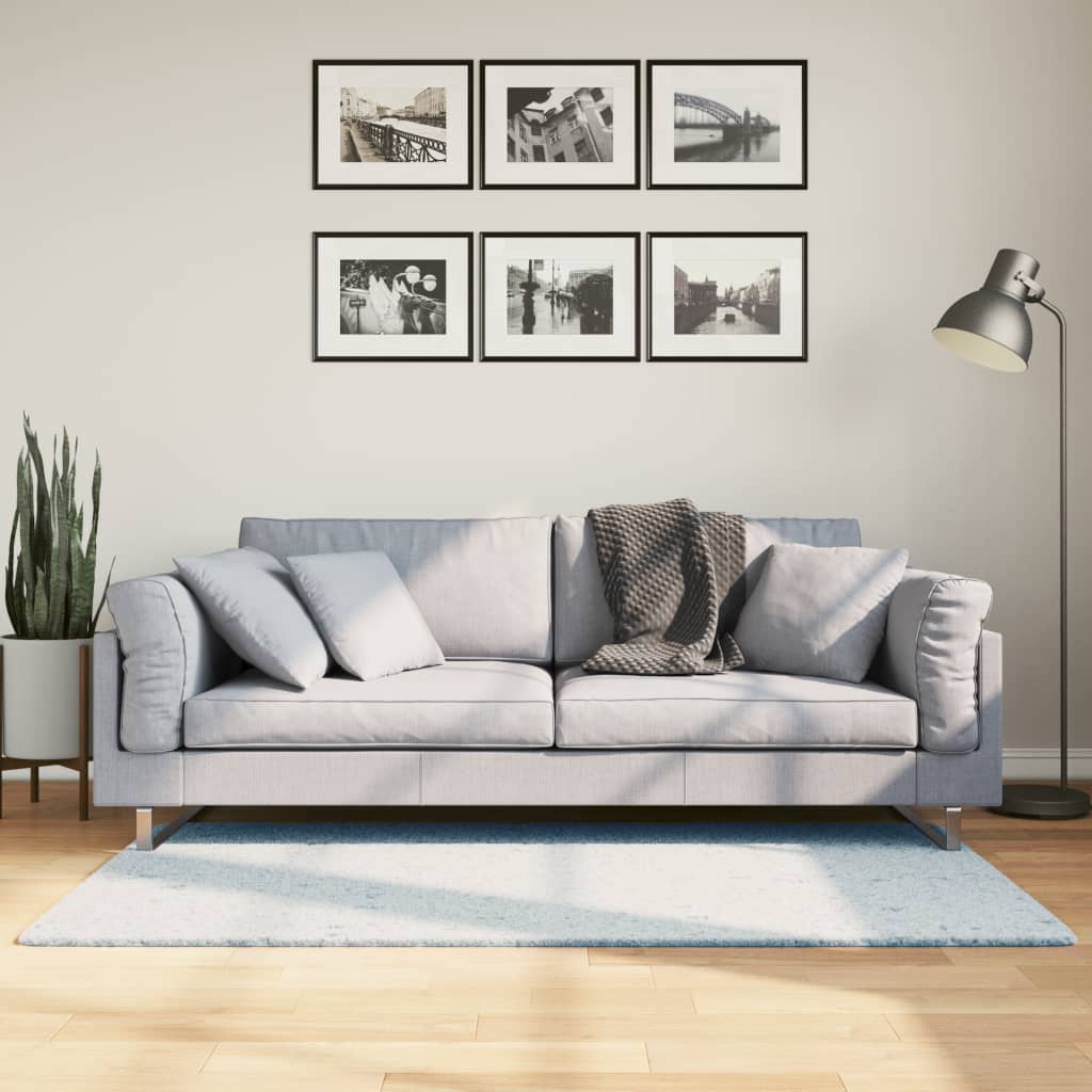 Vloerkleed Huarte Laagpolig Zacht Wasbaar Blauw 80 x 150 cm