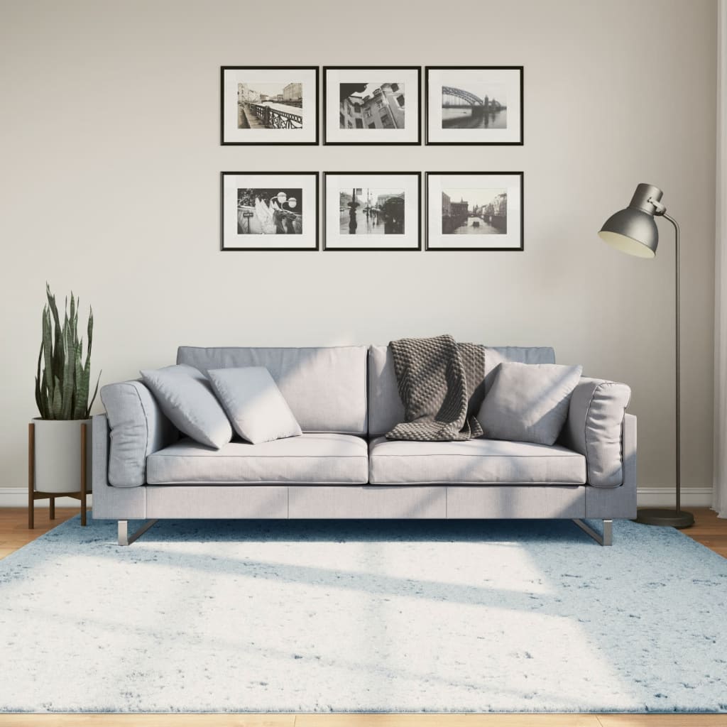 Vloerkleed Huarte Laagpolig Zacht Wasbaar Blauw 200 x 200 cm