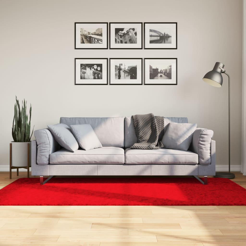 Vloerkleed Huarte Laagpolig Zacht Wasbaar Rood 100 x 200 cm