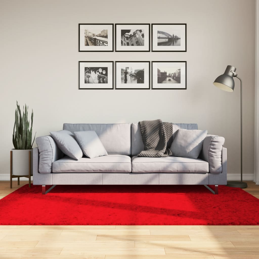 Vloerkleed Huarte Laagpolig Zacht Wasbaar Rood 140 x 200 cm