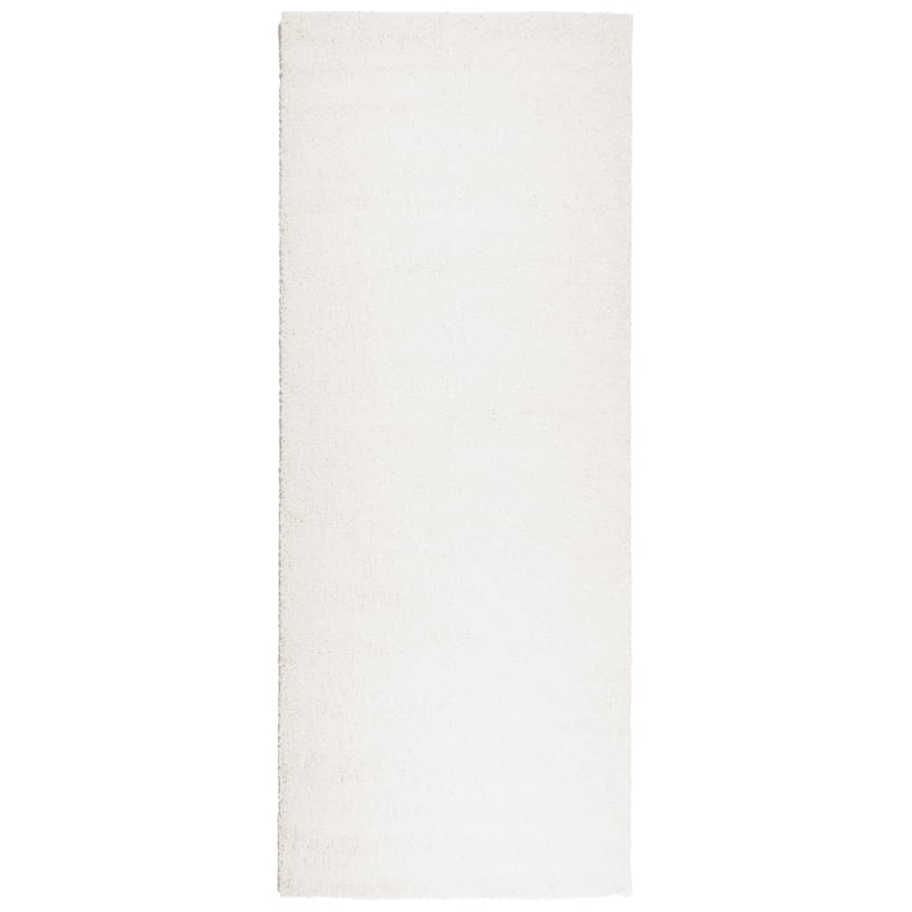 Vloerkleed Shaggy Hoogpolig Modern Kleurig Crème 80 x 200 cm