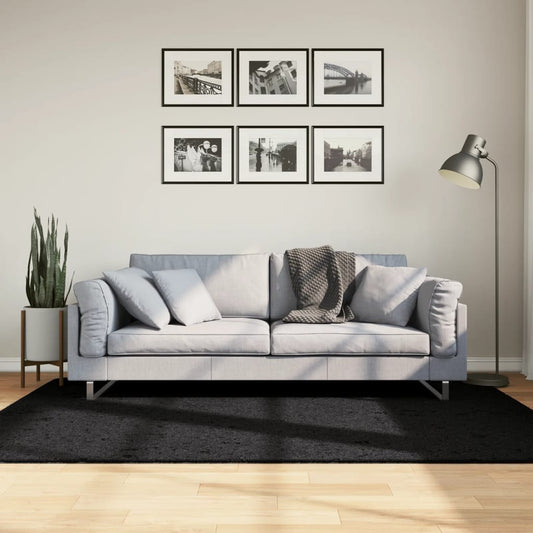 Vloerkleed Pamplona Shaggy Hoogpolig Modern Zwart 140 x 200 cm