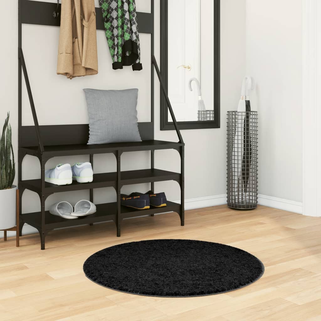 Vloerkleed Pamplona Shaggy Hoogpolig Modern Ø 80 Cm Zwart ? 80 cm