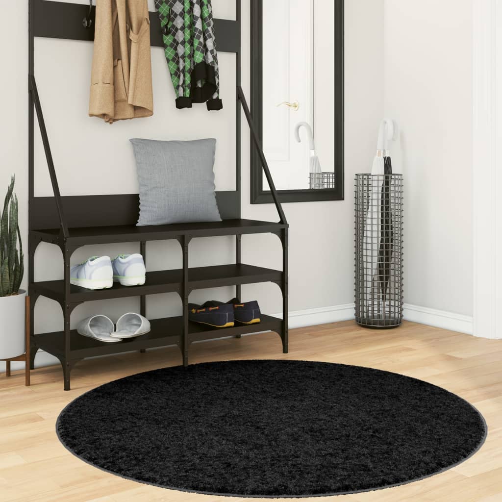 Vloerkleed Pamplona Shaggy Hoogpolig Modern Ø 120 Cm Zwart ? 120 cm