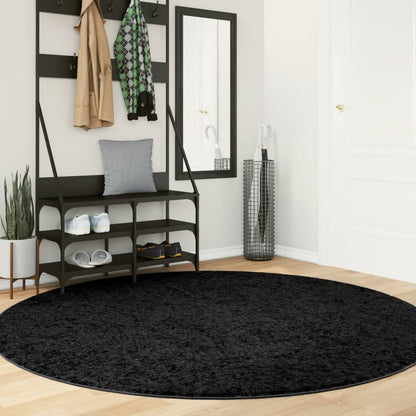 Vloerkleed Pamplona Shaggy Hoogpolig Modern Ø 200 Cm Zwart ? 200 cm