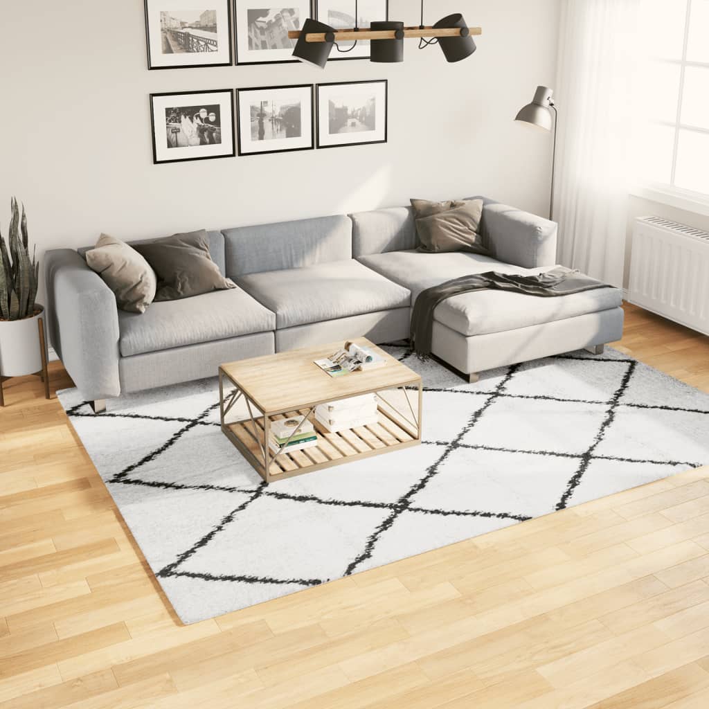 Vloerkleed Pamplona Shaggy Hoogpolig Crème En Zwart Cream And Black 200 x 280 cm