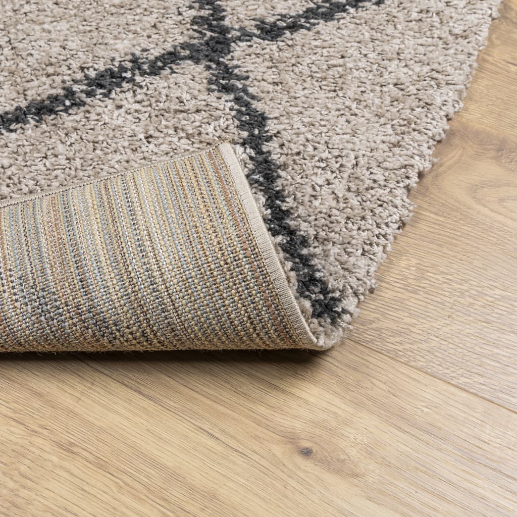 Vloerkleed Pamplona Shaggy Hoogpolig Beige En Antraciet 120 x 120 cm