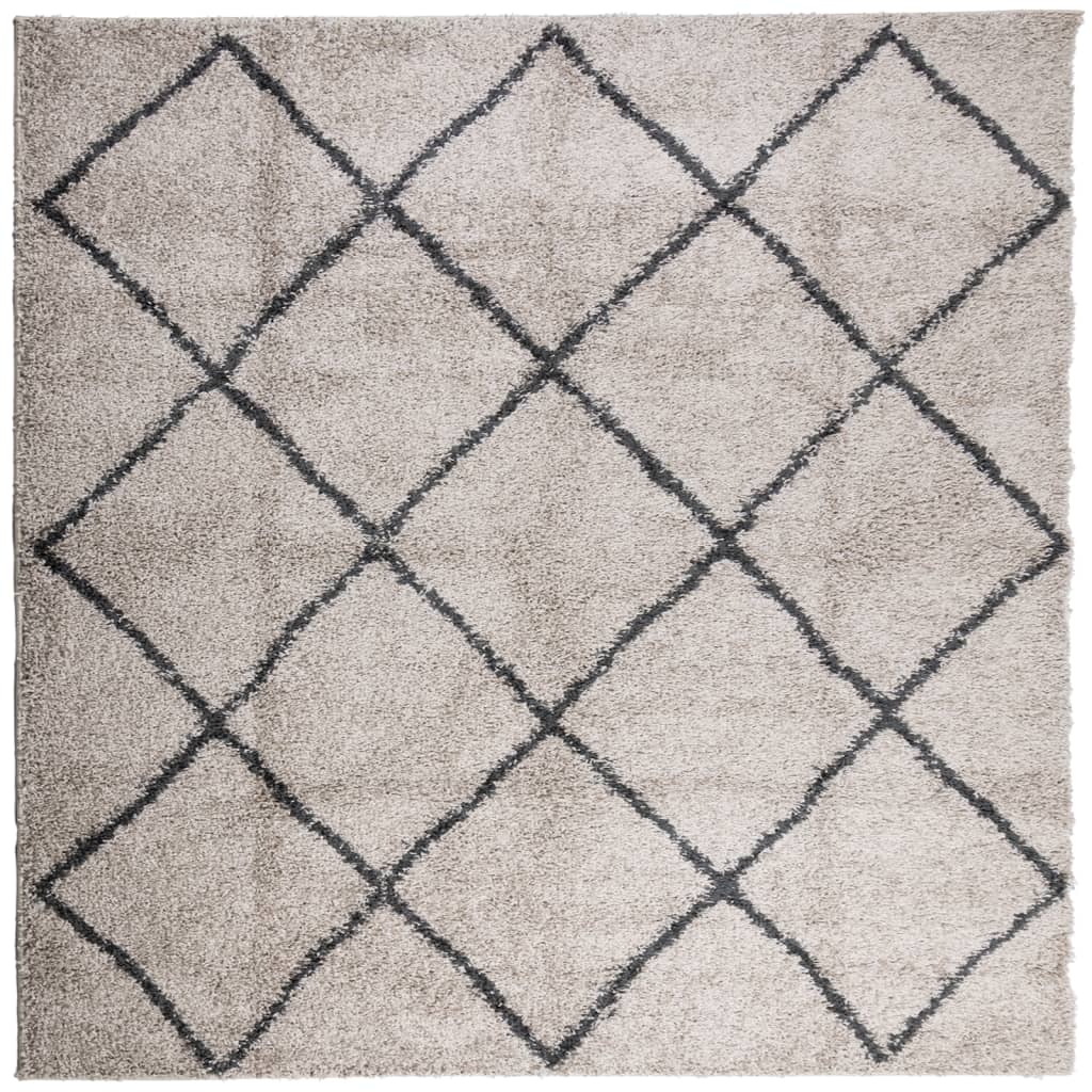 Vloerkleed Pamplona Shaggy Hoogpolig Beige En Antraciet 240 x 240 cm