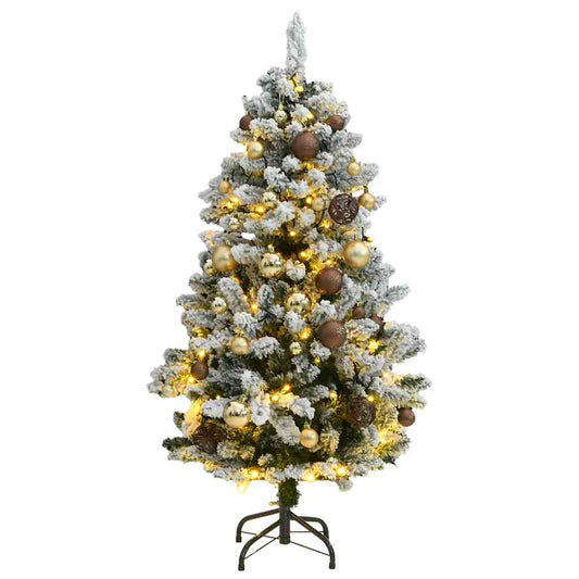 Kunstkerstboom met scharnieren 150 LED en kerstballen 120 cm