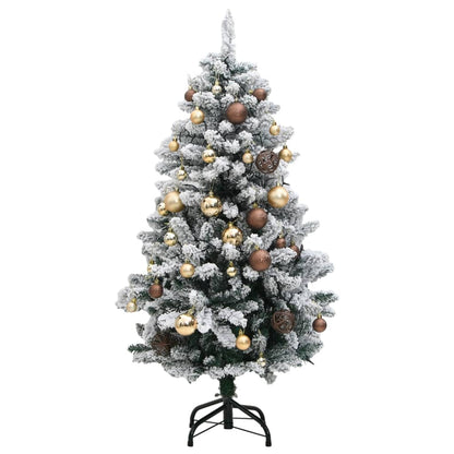 Kunstkerstboom met scharnieren 150 LED en kerstballen 120 cm