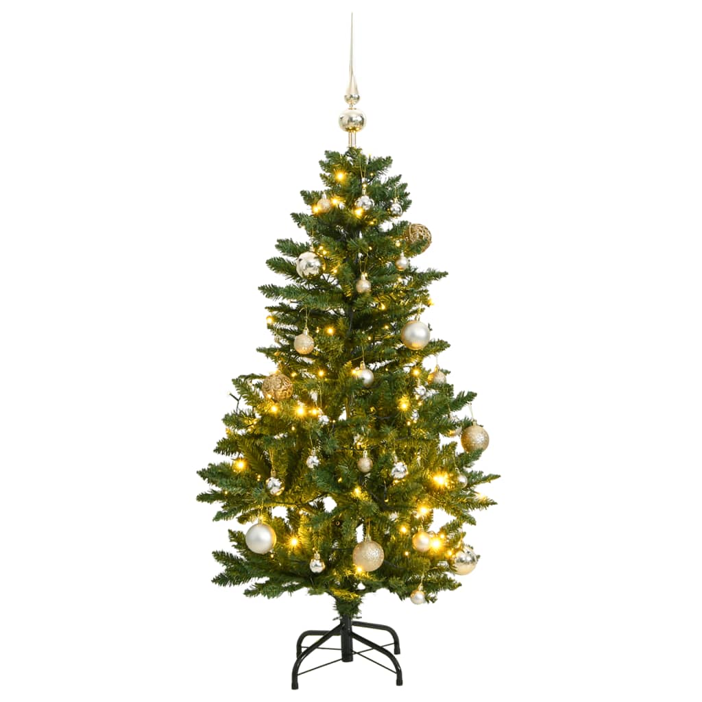 Kunstkerstboom met scharnieren 150 LED's en kerstballen 150 cm