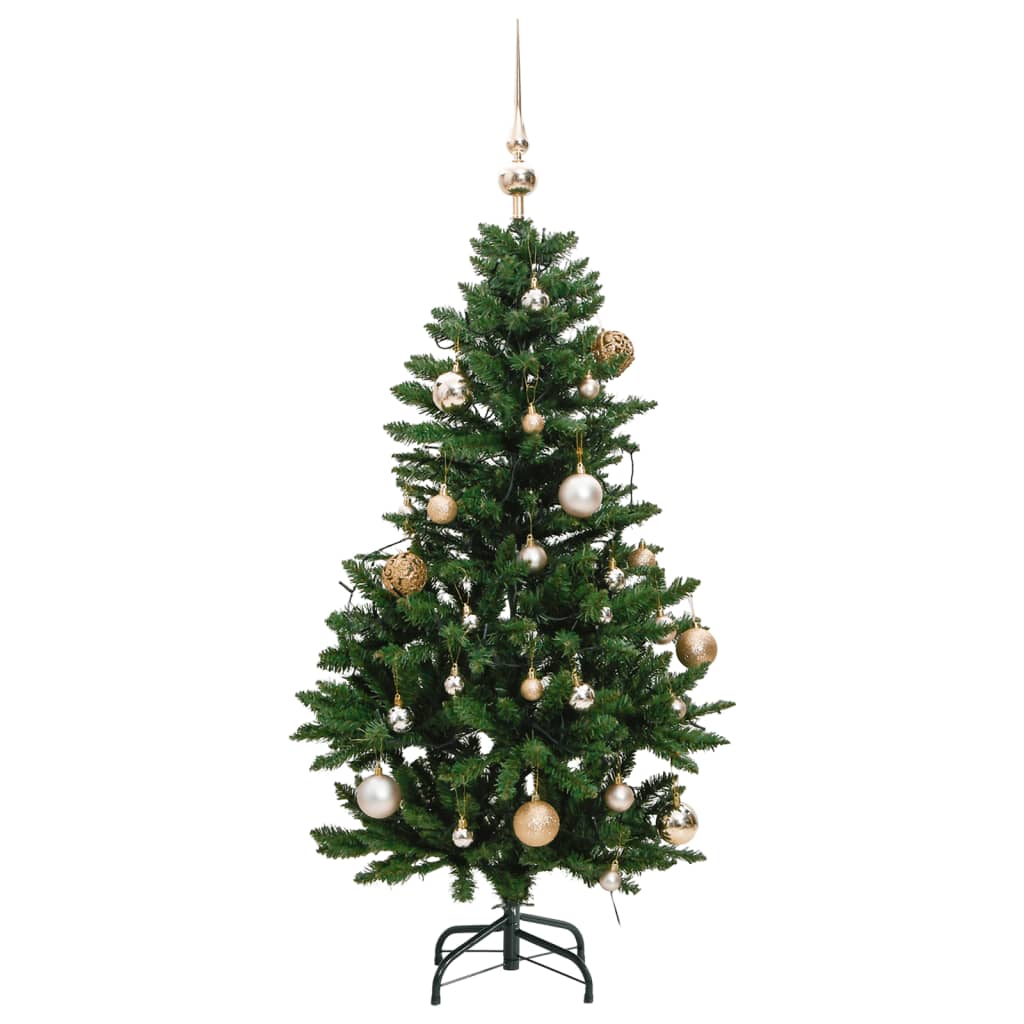 Kunstkerstboom met scharnieren 150 LED's en kerstballen 150 cm