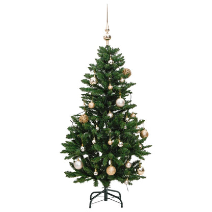 Kunstkerstboom met scharnieren 150 LED's en kerstballen 150 cm