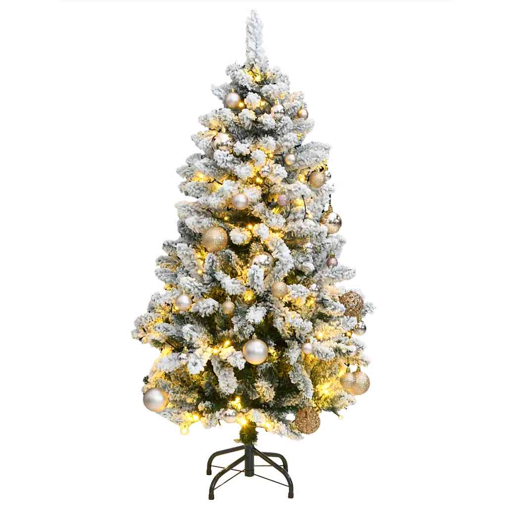 Kunstkerstboom met scharnieren 150 LED en kerstballen 120 cm