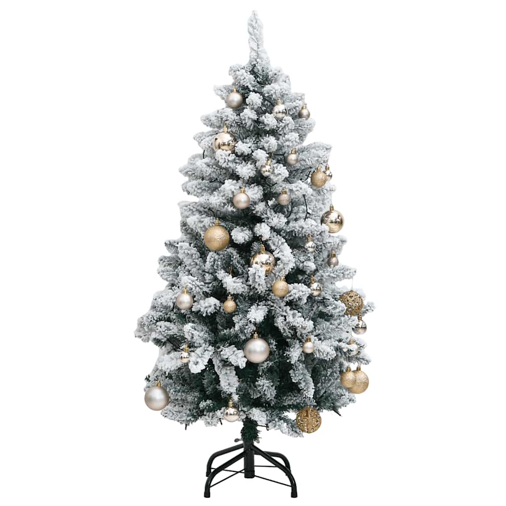 Kunstkerstboom met scharnieren 150 LED en kerstballen 120 cm