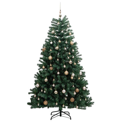 Kunstkerstboom met scharnieren 300 LED's en kerstballen 180 cm