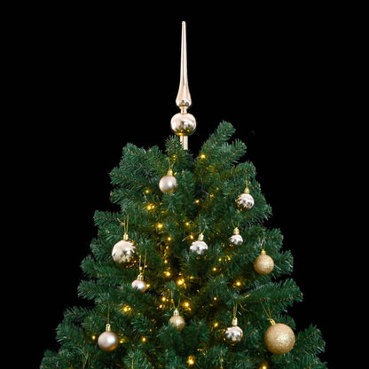 Kunstkerstboom met scharnieren 300 LED's en kerstballen 210 cm