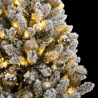 Kunstkerstboom met scharnieren 300 LED's en kerstballen 180 cm