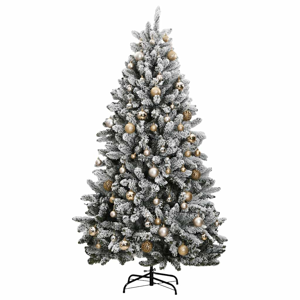 Kunstkerstboom met scharnieren 300 LED's en kerstballen 180 cm