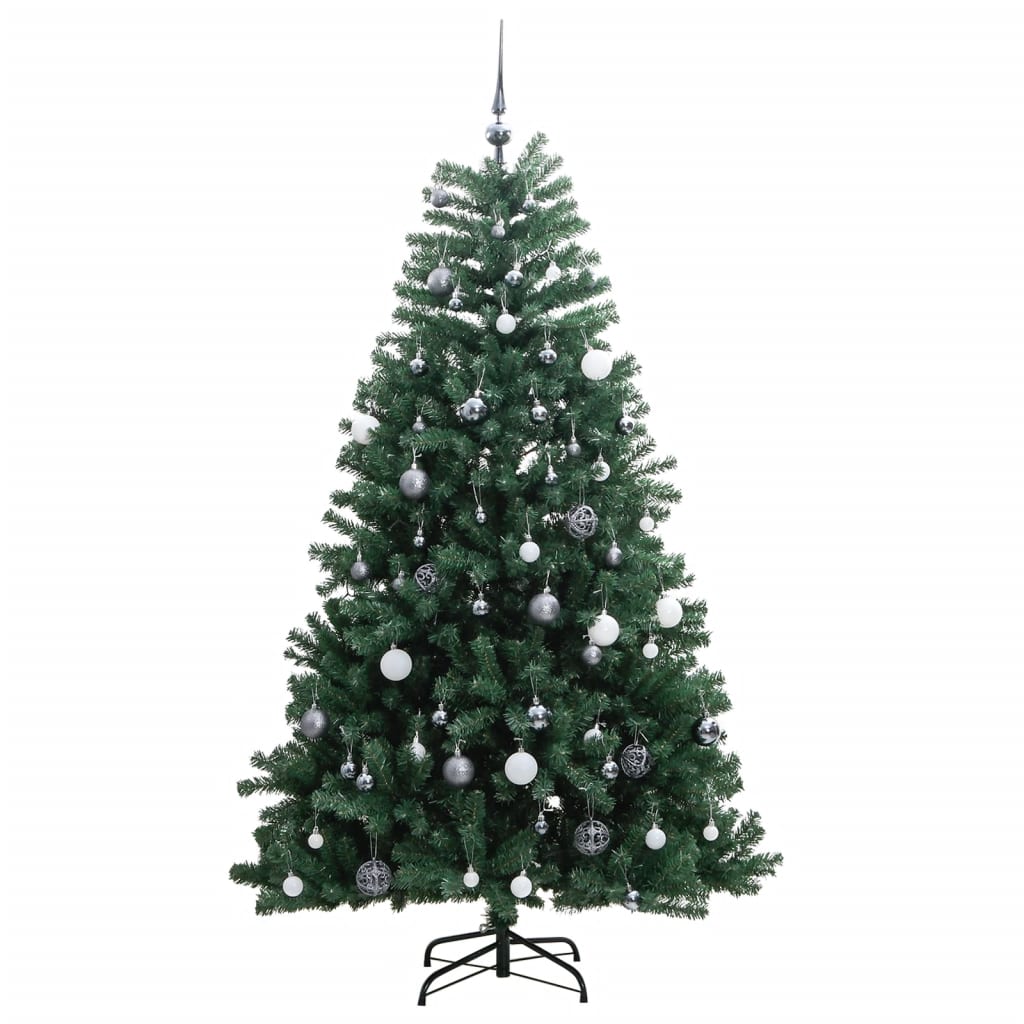 Kunstkerstboom met scharnieren 300 LED's en kerstballen 210 cm