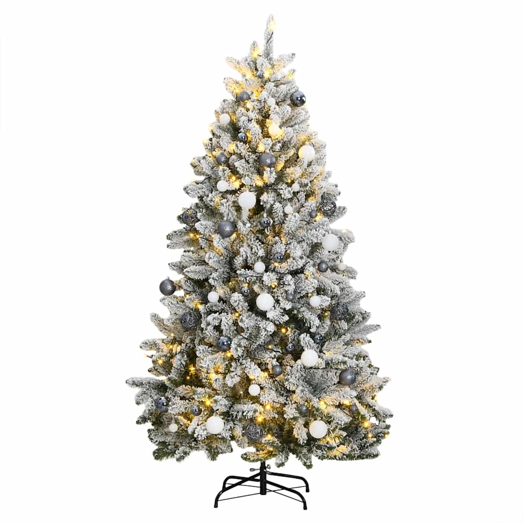 Kunstkerstboom met scharnieren 300 LED's en kerstballen 210 cm