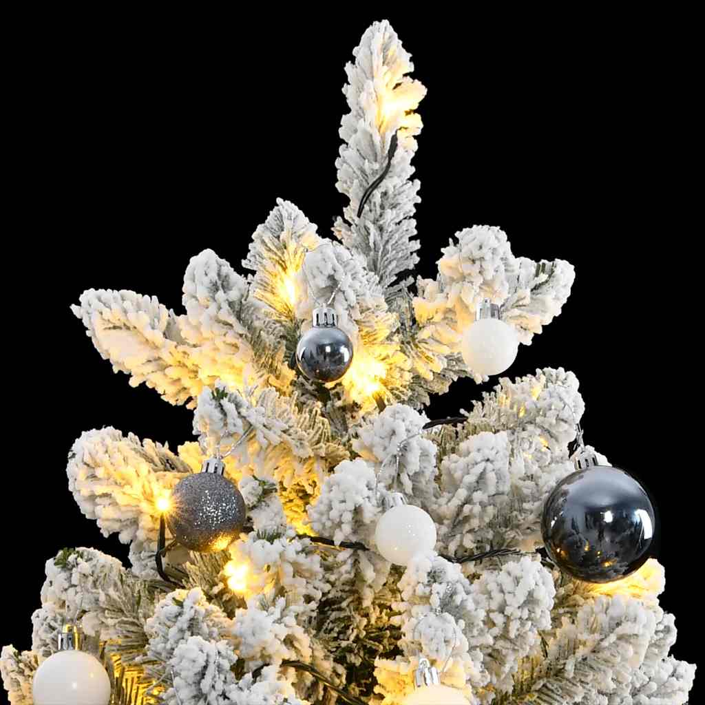 Kunstkerstboom met scharnieren 300 LED's en kerstballen 210 cm