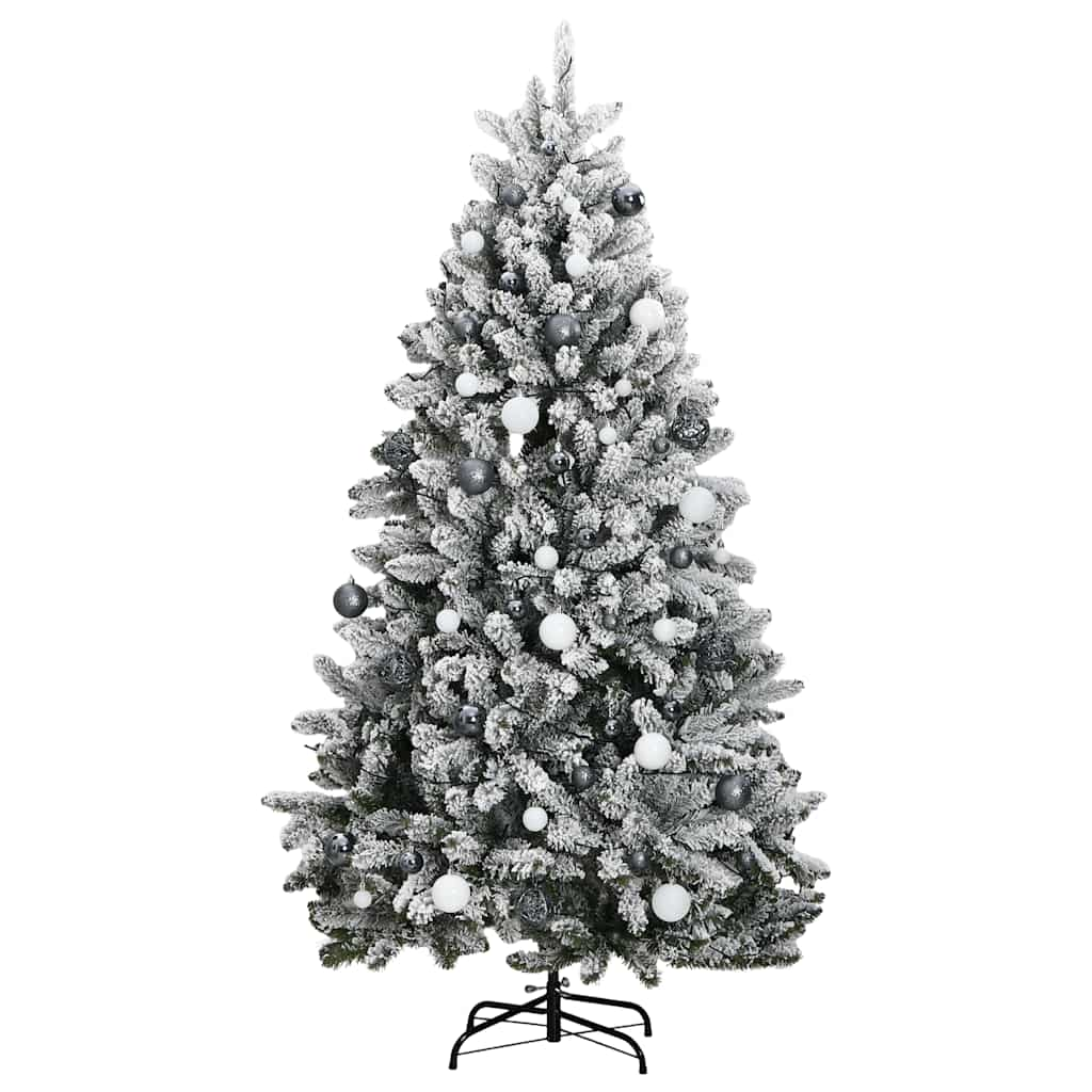 Kunstkerstboom met scharnieren 300 LED's en kerstballen 210 cm