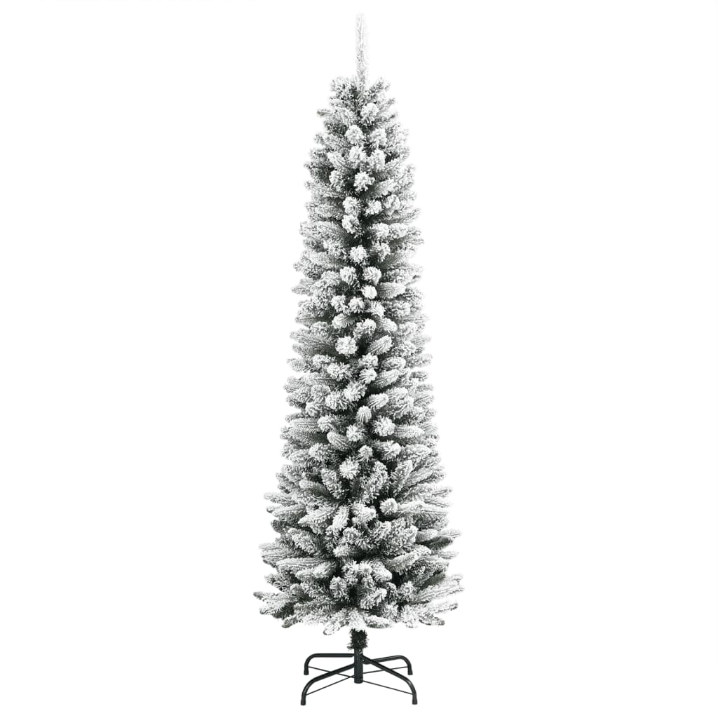 Kunstkerstboom met sneeuw smal 240 cm PVC en PE