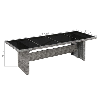 Tuintafel 240X90X74 Cm Poly Rattan En Glas