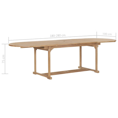 Tuintafel Verlengbaar Ovaal 180-280X100X75 Cm Massief Teakhout