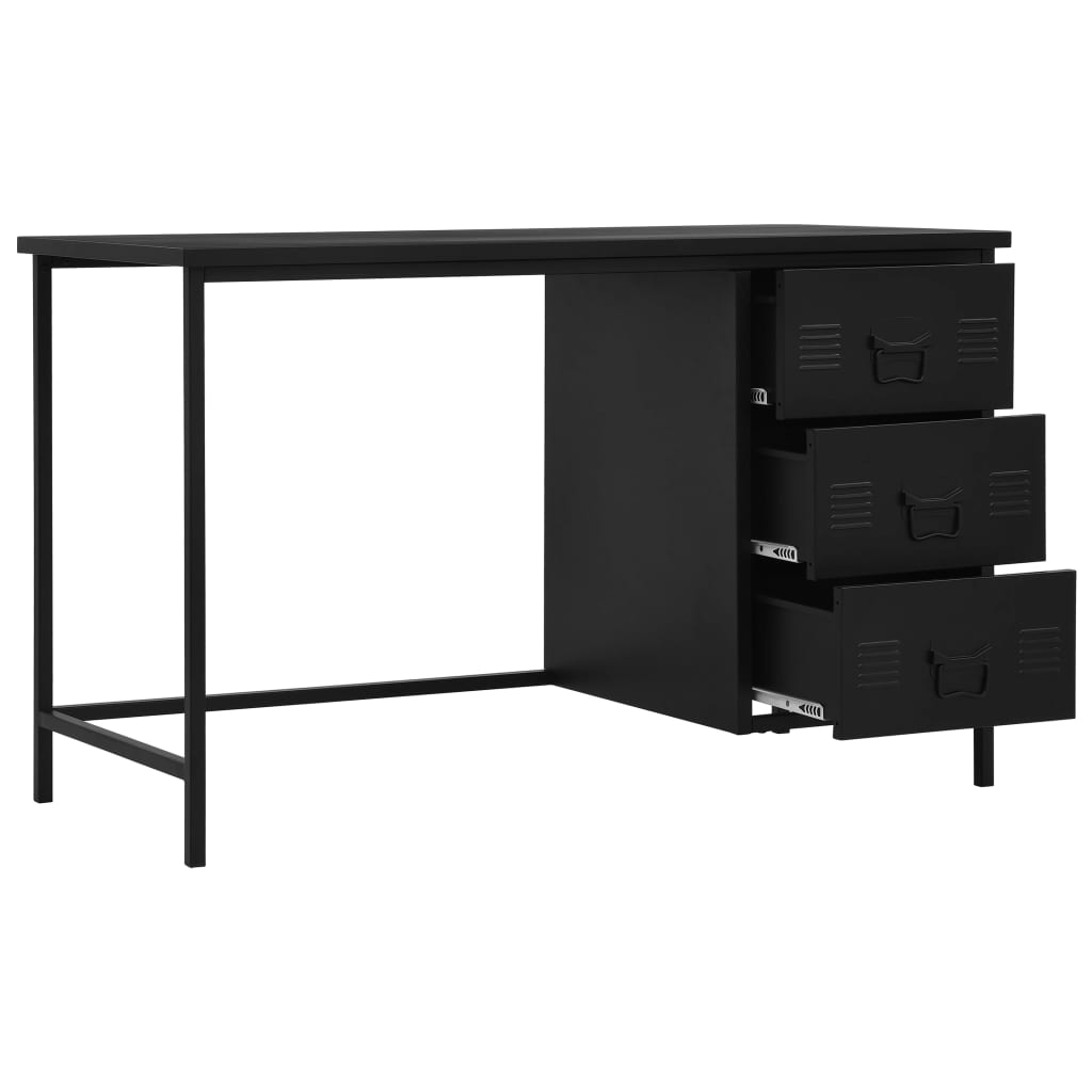 Bureau Met Lades Industrieel 120X55X75 Cm Staal Zwart