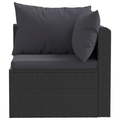 9-Delige Loungeset Met Kussens Poly Rattan Zwart