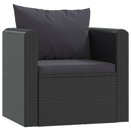 9-Delige Loungeset Met Kussens Poly Rattan Zwart