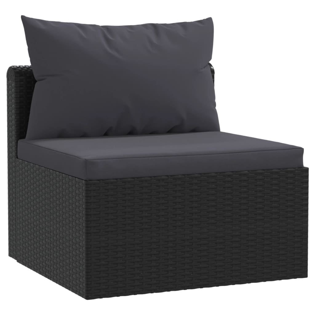 9-Delige Loungeset Met Kussens Poly Rattan Zwart