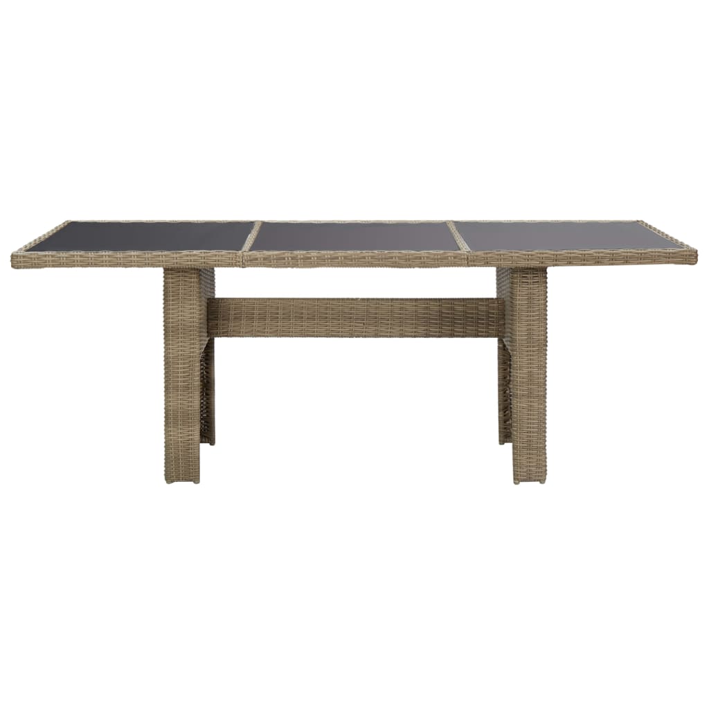 Tuintafel 200X100X74 Cm Glas En Poly Rattan Bruin