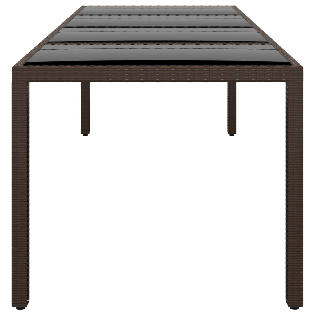 Tuintafel Met Glazen Blad Poly Rattan Bruin