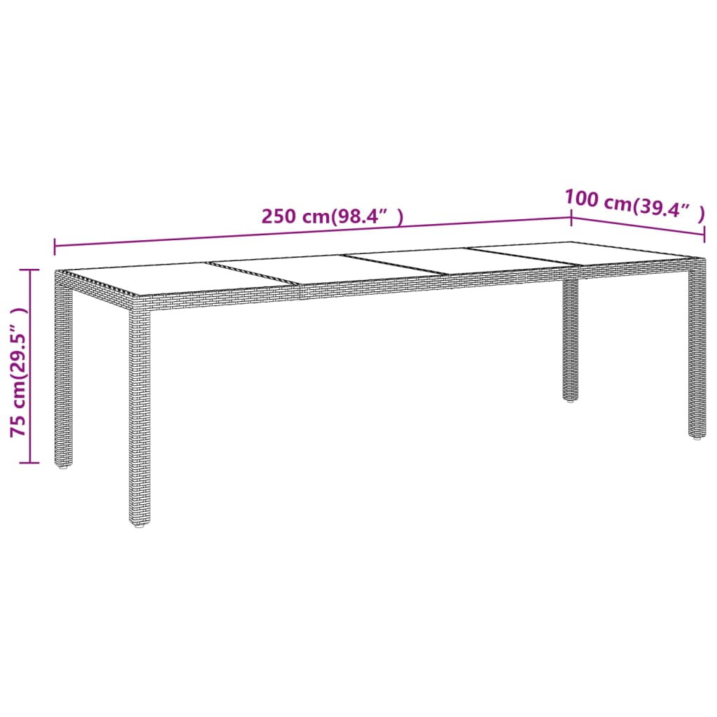 Tuintafel Met Glazen Blad Poly Rattan Bruin