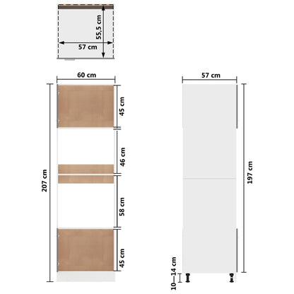 Magnetronkast 60X57X207 Cm Spaanplaat Hoogglans Wit