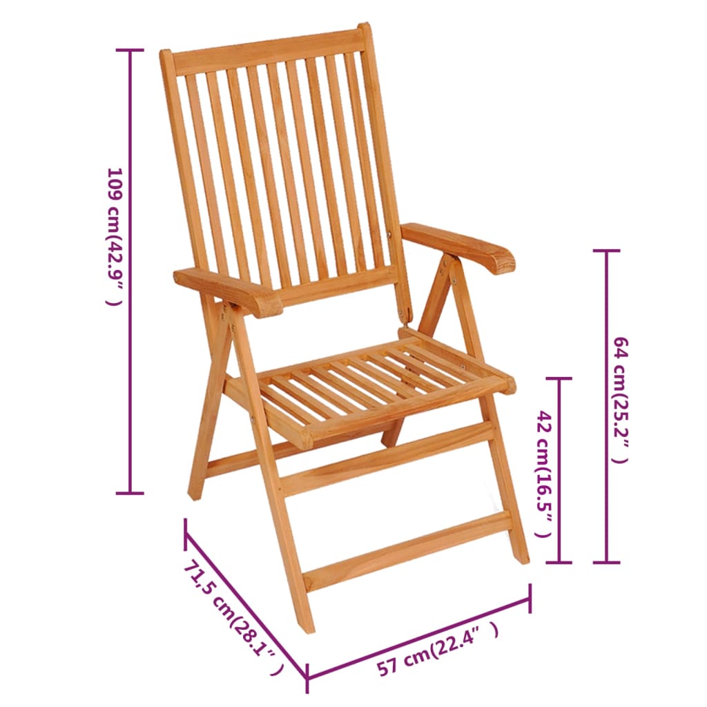 Tuinstoelen 8 St Verstelbaar Massief Teakhout