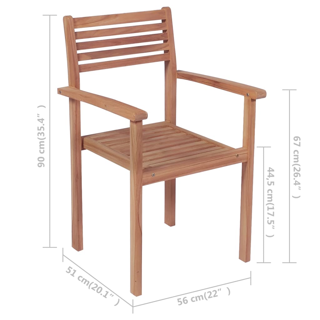 Tuinstoelen Stapelbaar 8 St Met Kussens Massief Teakhout