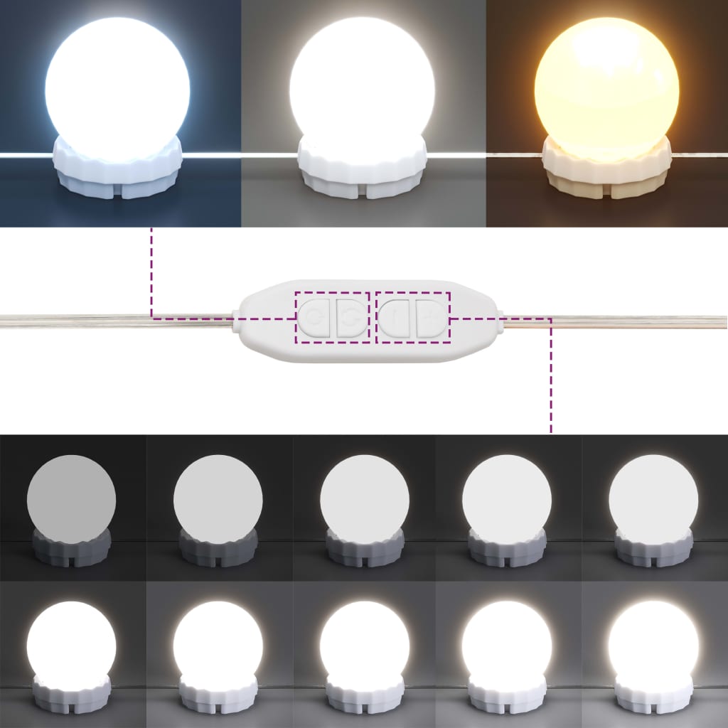 Kaptafel Met Kastje En Led's Bewerkt Hout Wit