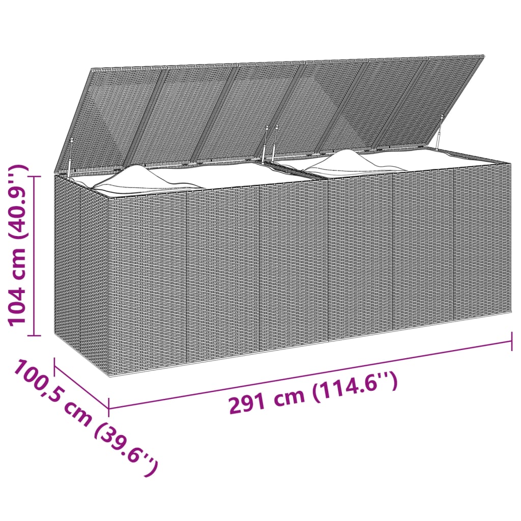 Tuinbox 291X100,5X104 Cm Polyetheen Rattan Zwart